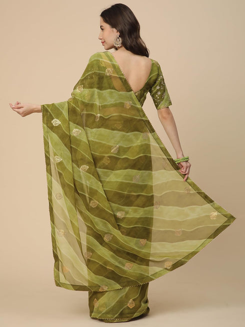 Vasthrlay Georgette Leheriya Embroidered Rani Saree