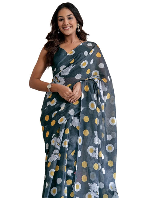 Vasthrlay Womens Printed Unstitched Dusty Pink Saree
