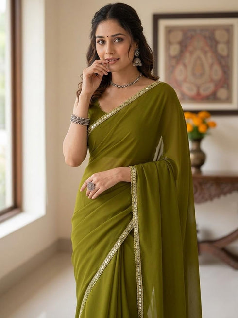 Vasthrlay Georgette Unstitched Ethnic Wear