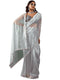 Vasthrlay Blue Plain Shimmer Saree With Sequin Border Andunstitched Blouse Piece