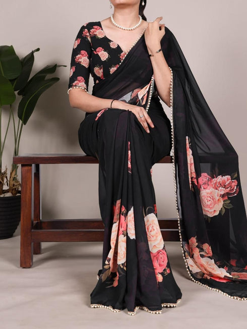 Vasthrlay Georgette Detailing Lightweight Breathable