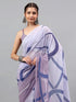 Vasthrlay Blue Floral| Solid| Striped Design Georgette Saree With Unstitched Blouse Piece