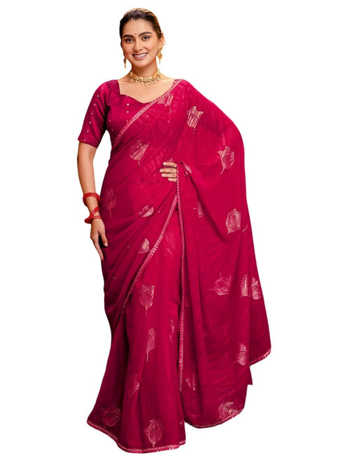 Vasthrlay Shimmer Scalloped Peacock Saree