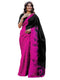 Vasthrlay Womens Printed Rani Pink Saree With Black Unstitched Blouse Piece
