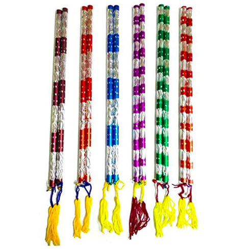 Avanti Creation Multicolor Fancy Aluminium Dandiya Sticks for Dance Garba 14.4 Inches
