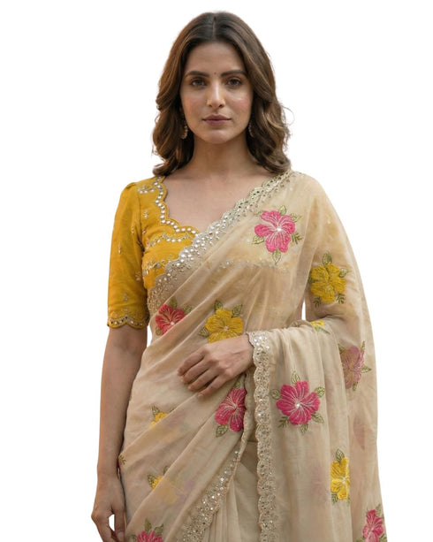 Vasthrlay Handcrafted Embroidered Contrast
