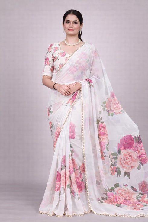 Vasthrlay Georgette Detailing Lightweight Breathable