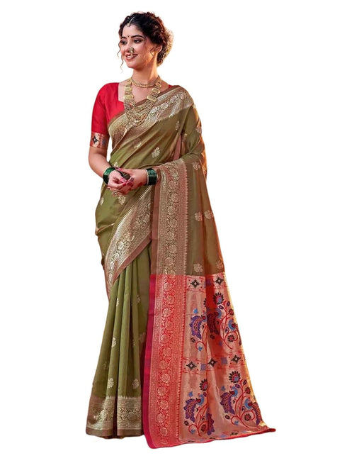 Vasthrlay Banarasi Weaving Navy Navy Blue Saree