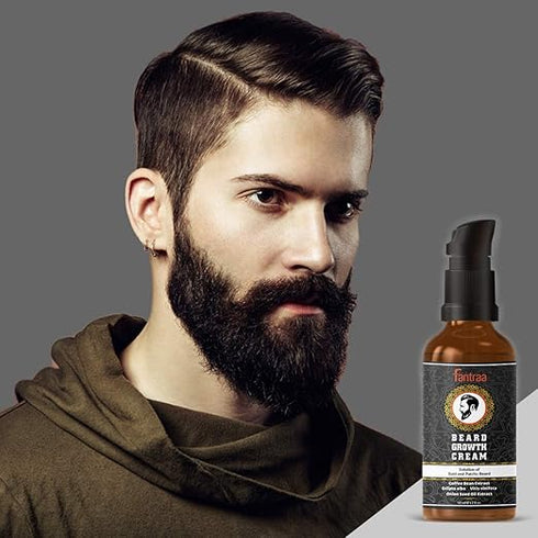 Fantraa Beard Growth Cream - 50 ml - More Beard Growth with Coffee Bean & Onion Extract- 100% Natural | Made in India