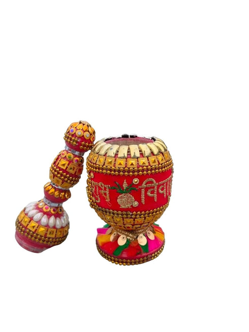 Traditional Wooden Sindoor Dani with Meenakari Work Singhora