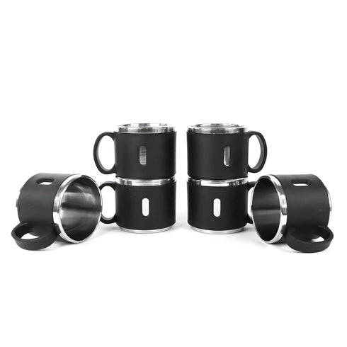 Stainless Steel Double Wall Coffee Mug Set 6 Pc