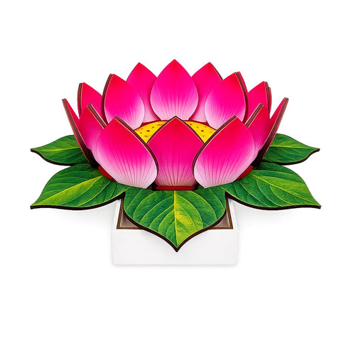 Digi Art's Complete Lotus Decoration Kit | 12 Inch Premium Printed MDF Lotus Base with 16 Petals & 4x4 Inch Stand | DIY Assembly | Reusable Pooja Decoration for Ganesh, Lakshmi, Kalash & Home Decor