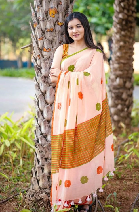 Vasthrlay Floral Striped Unstitche Lightweight