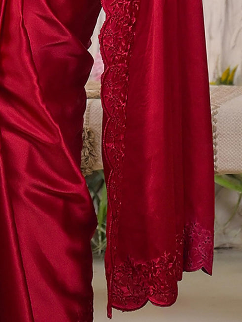 Vasthrlay Georgette Embroidery Rani Saree