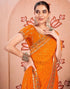 Vasthrlay Bandhani Embroidery Turmeric Yellow Saree With Unstitched Blouse Piece