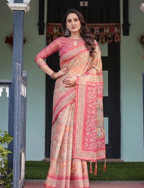 Vasthrlay Printed Designer Tassels Unstitched
