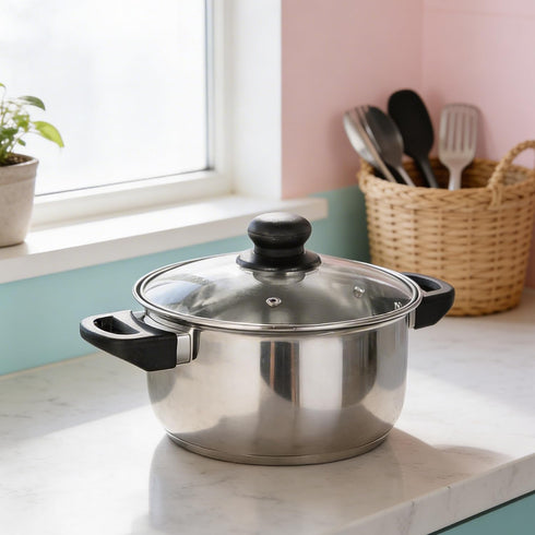 Solimo Stainless Steel Induction Bottom Dutch Oven With Glass Lid