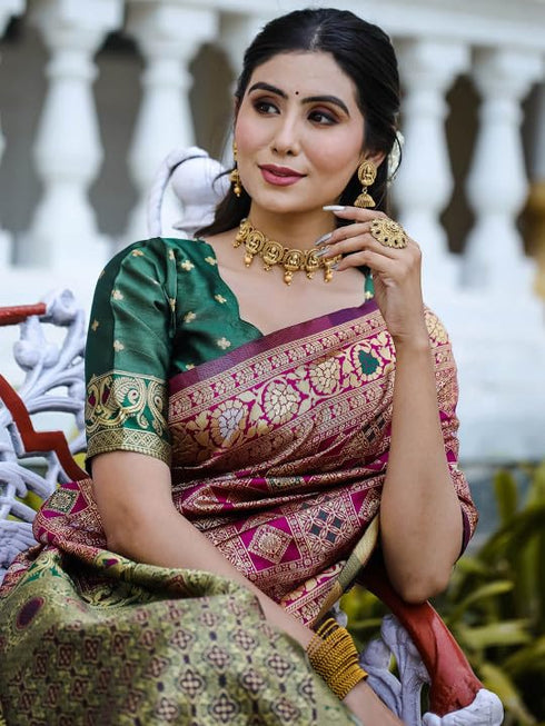 Vasthrlay Banarasi Traditional Unstitched Saree