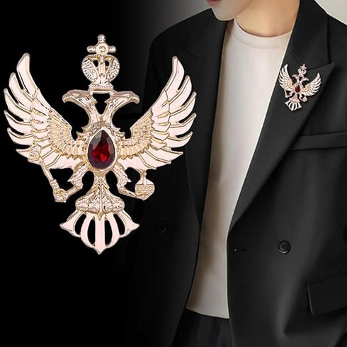 Mahi Dual Head Eagle-Shaped Lapel Pin Shirt Brooch for Men