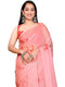 Vasthrlay Orange Digital Print Linen Ready To Wear Saree For Women