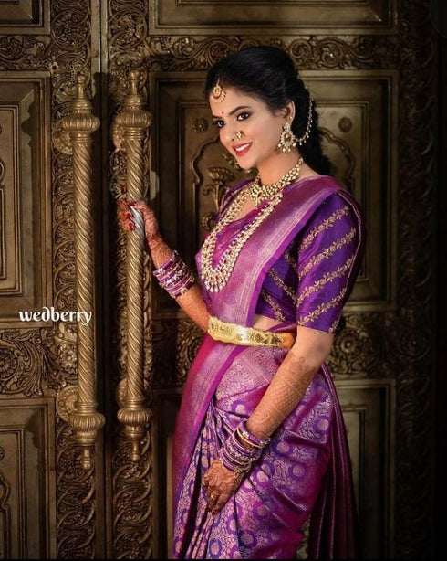 Vasthrlay Purple Banarasi Saree