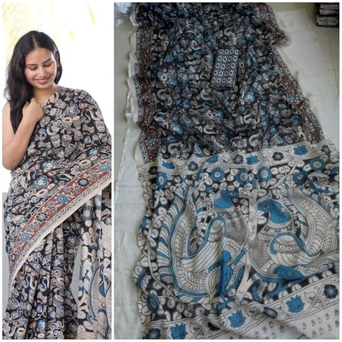 Vasthrlay Kalamkari Printed Artistic Border
