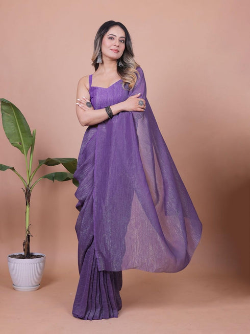 Vasthrlay Lavender Unstitched Saree