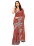Vasthrlay Scalloped Embroidery Turquoise Saree