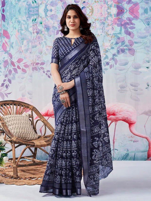 Vasthrlay Printed Unstitched 3592s1244n Navy