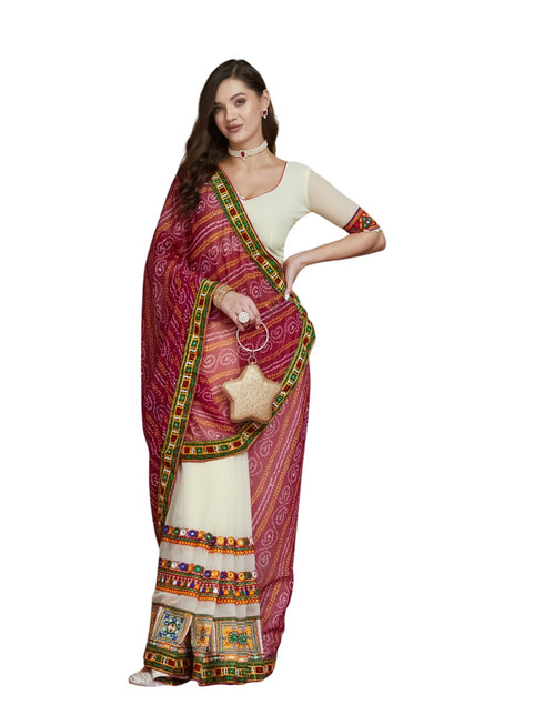 Vasthrlay Bandhani Embroidered Saree
