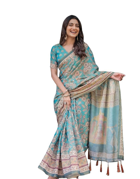 Vasthrlay Printed Handloom Contrast Unstitched