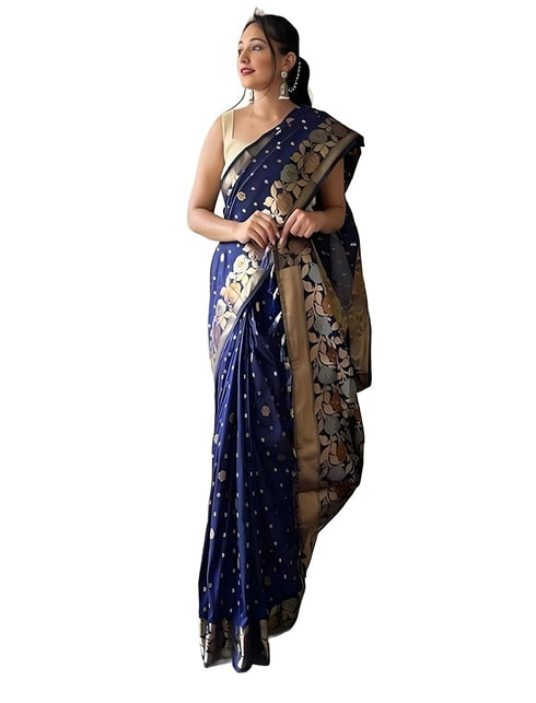Vasthrlay Kanjivaram Banarasi Jacquard Unstitched Saree