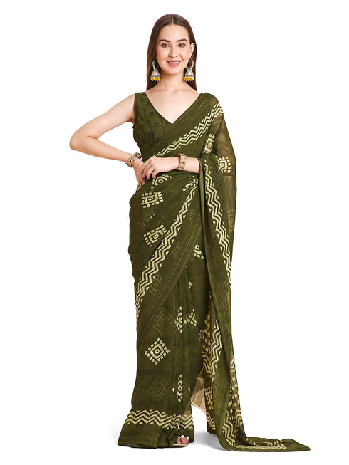 Vasthrlay Shimmer Georgette Printed Rani Saree