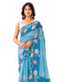 Vasthrlay Womens Printed Unstitched Sky Blue Saree