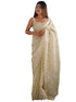 Vasthrlay Shimmer Silk Dual Tone Sequence Embroidery Cream Saree With Unstitched Blouse Piece