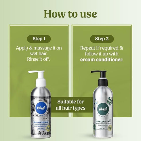 Vilvah Store Goat Milk Shampoo|nourishing Cream Conditioner