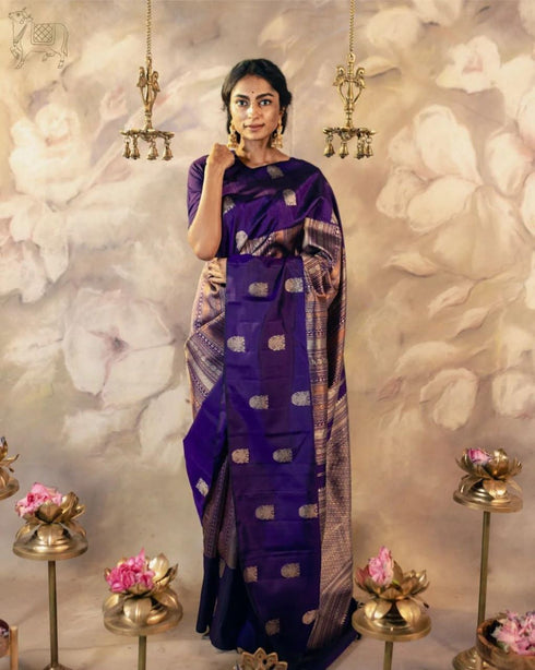 Vasthrlay Purple Kanjivaram Saree