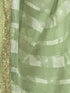 Vasthrlay Georgette Embroidery Green Saree With Unstitched Blouse Piece