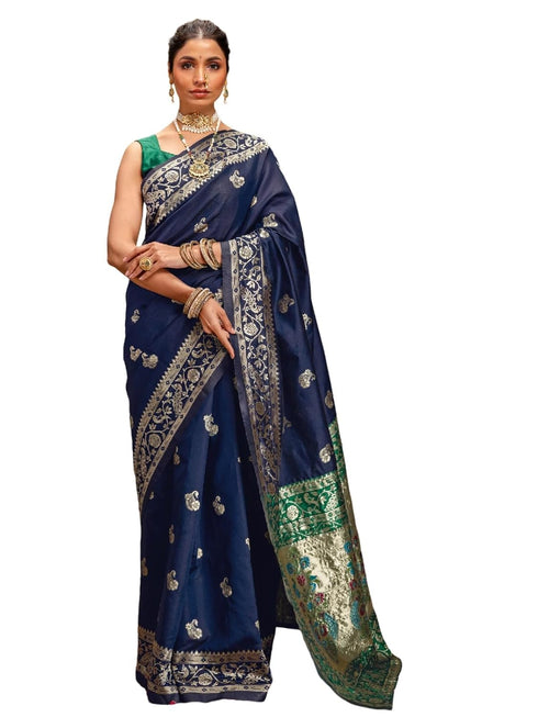 Vasthrlay Weaving Paithani Unstitched Maroon Saree