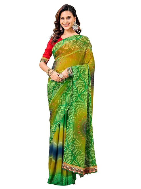 Vasthrlay Shimmer Georgette Lime Saree