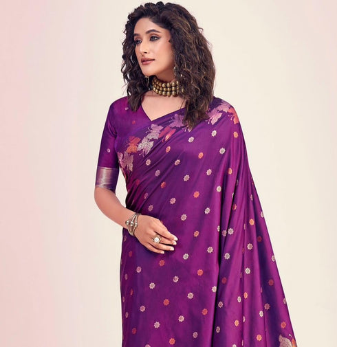 Vasthrlay Purple Kanjivaram Saree
