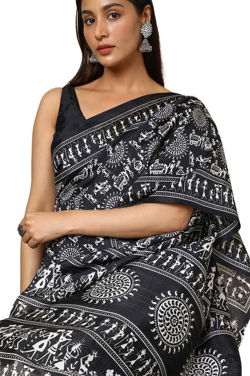 Vasthrlay Black Warli Saree