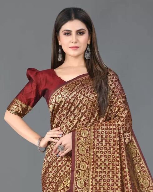 Vasthrlay Kanjivaram Unstitched Saree