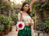 Handmade Crochet Rose-Shaped Crossbody Handbag with Wooden Beads