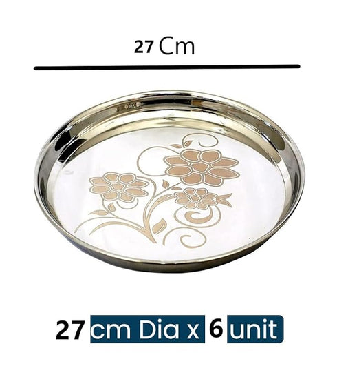 Steel Plate with Laser Design Set of 6 Plates (27 Cm)