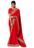 Vasthrlay Red Georgette Unstitched Saree