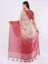 Vasthrlay Peach Floral Digital Print Linen Saree With Unstitched Blouse Piece