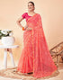 Vasthrlay Chiffon Bandhani Unstitched Peach Saree