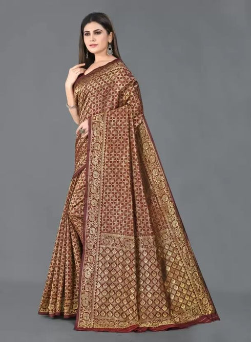 Vasthrlay Kanjivaram Unstitched Saree