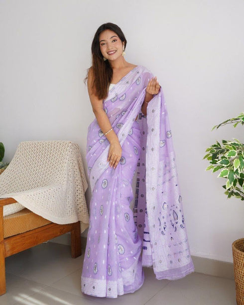 Vasthrlay White Kanjivaram Saree